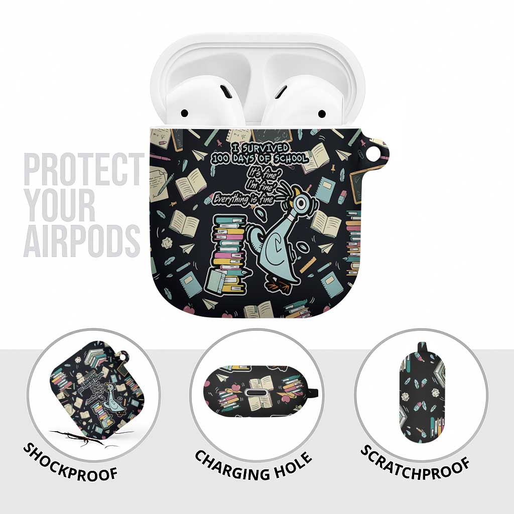 I Survived 100 Days of School AirPods Case Funny Pigeon 100th Day Teacher