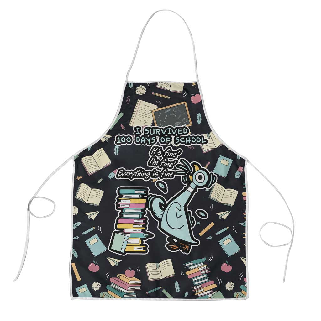 I Survived 100 Days of School Apron Funny Pigeon 100th Day Teacher