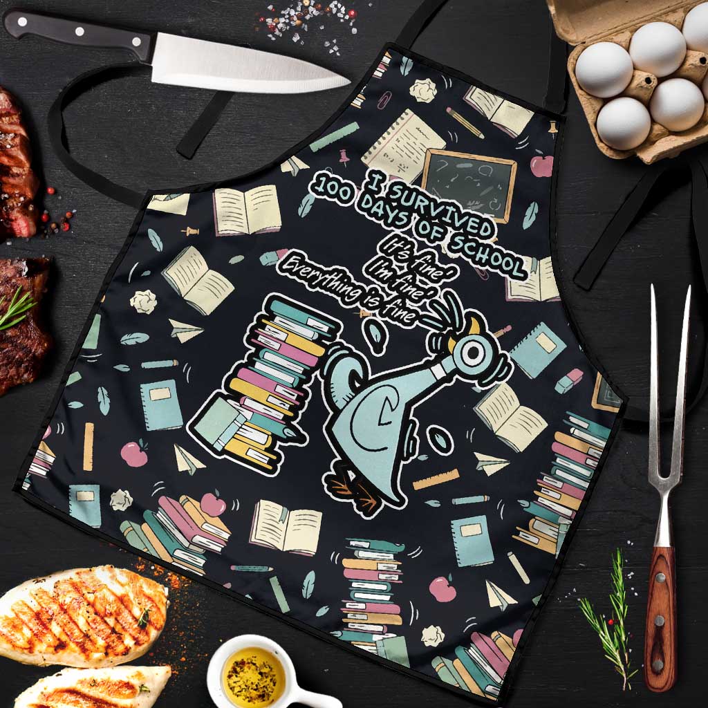 I Survived 100 Days of School Apron Funny Pigeon 100th Day Teacher