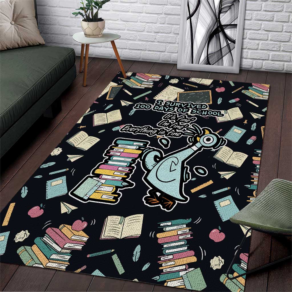 I Survived 100 Days of School Area Rug Funny Pigeon 100th Day Teacher