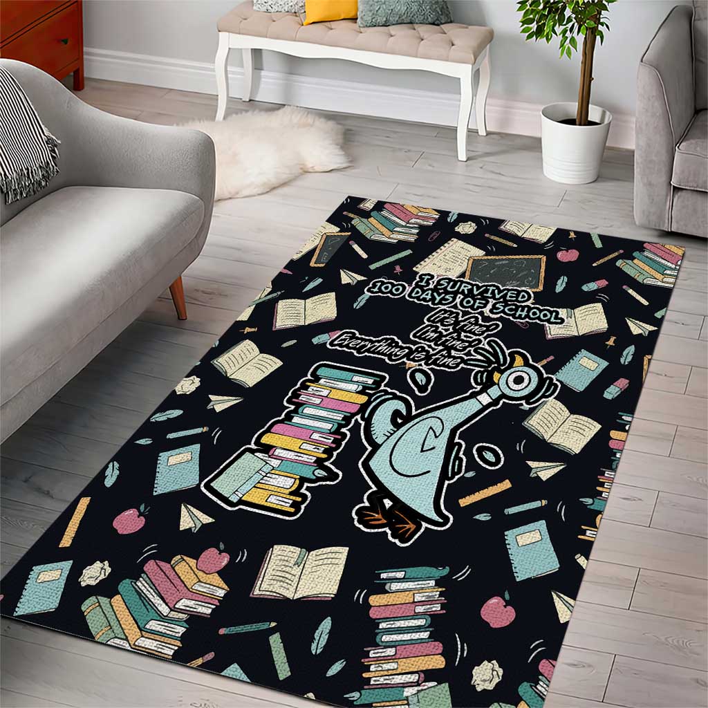 I Survived 100 Days of School Area Rug Funny Pigeon 100th Day Teacher