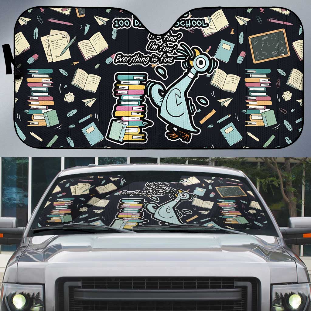 I Survived 100 Days of School Auto Sun Shade Funny Pigeon 100th Day Teacher