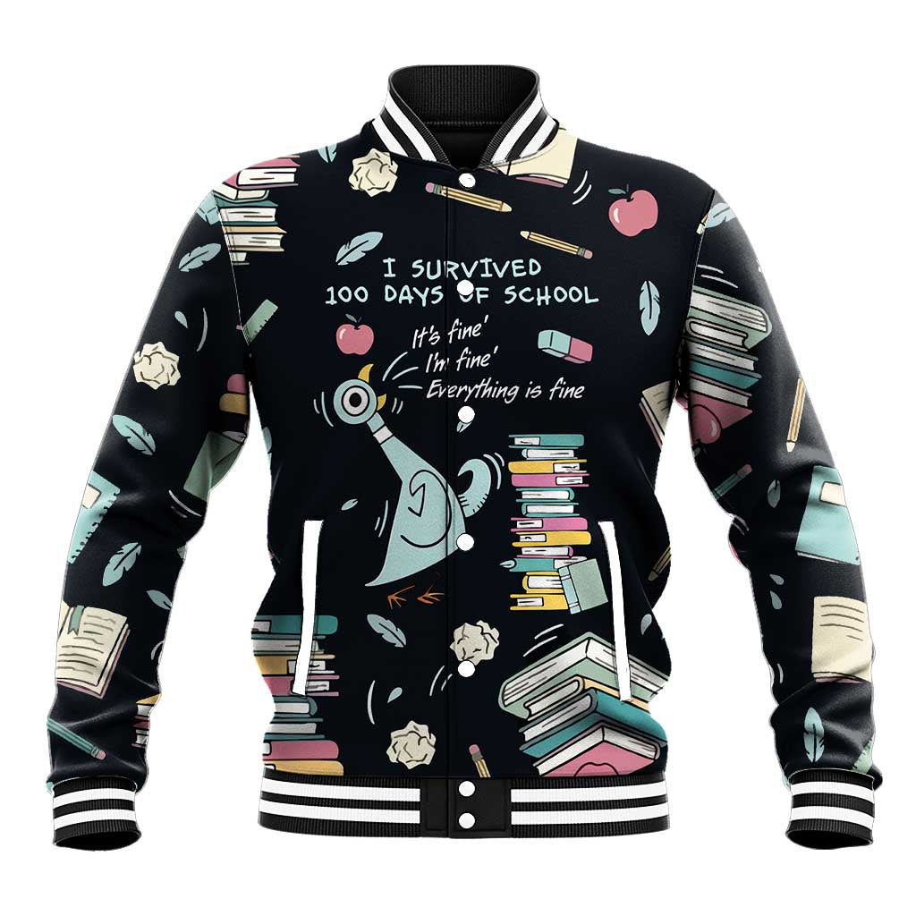 I Survived 100 Days of School Baseball Jacket Funny Pigeon 100th Day Teacher