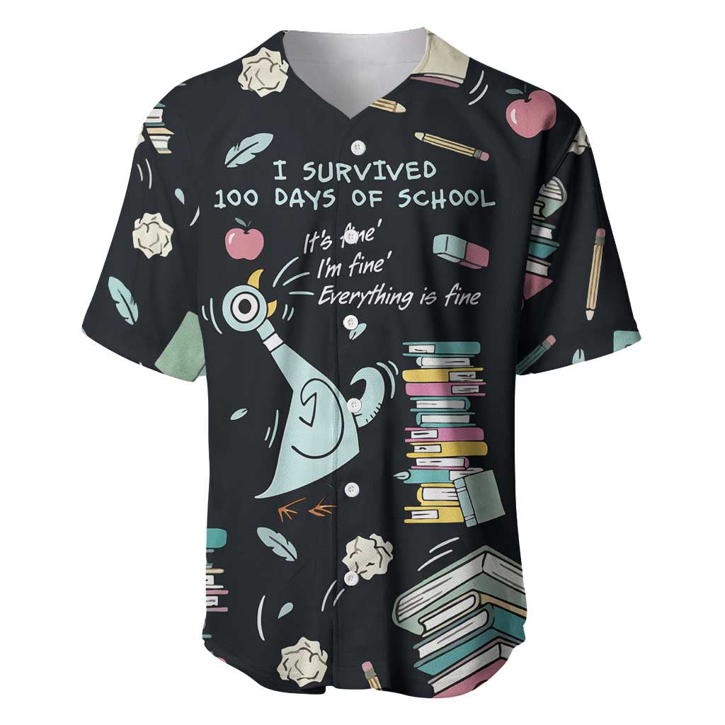 I Survived 100 Days of School Baseball Jersey Funny Pigeon 100th Day Teacher