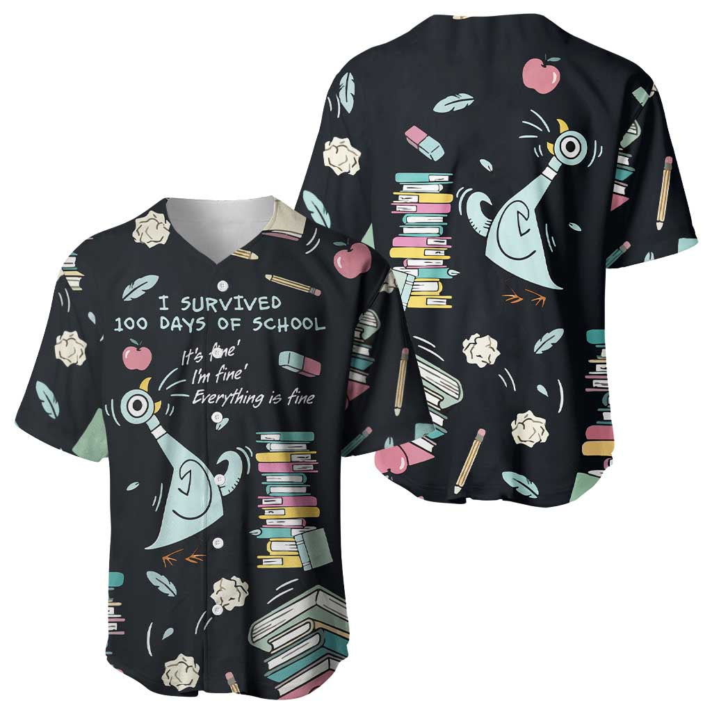 I Survived 100 Days of School Baseball Jersey Funny Pigeon 100th Day Teacher