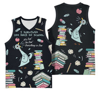I Survived 100 Days of School Basketball Jersey Funny Pigeon 100th Day Teacher
