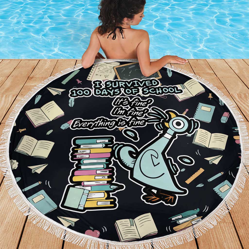 I Survived 100 Days of School Beach Blanket Funny Pigeon 100th Day Teacher
