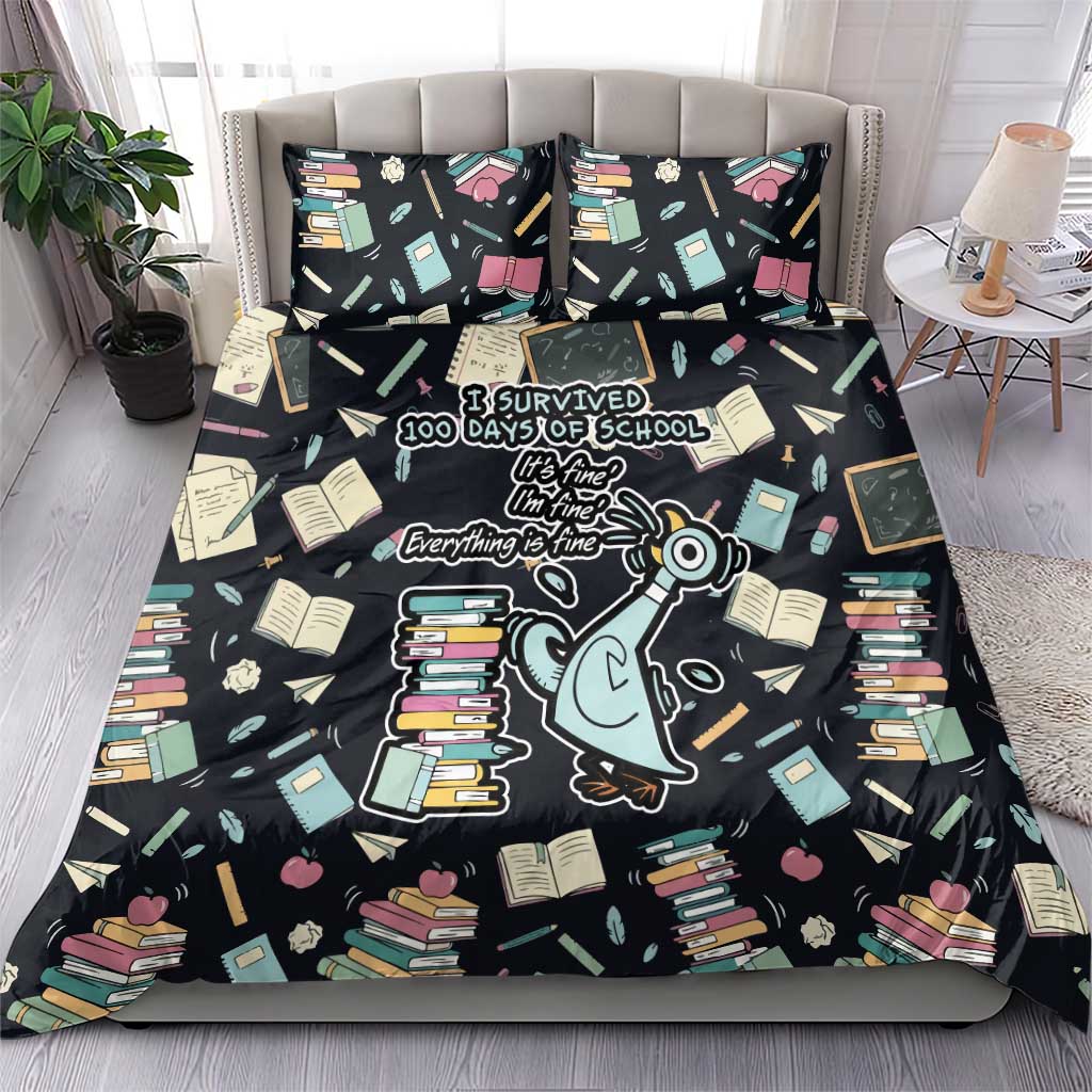 I Survived 100 Days of School Bedding Set Funny Pigeon 100th Day Teacher