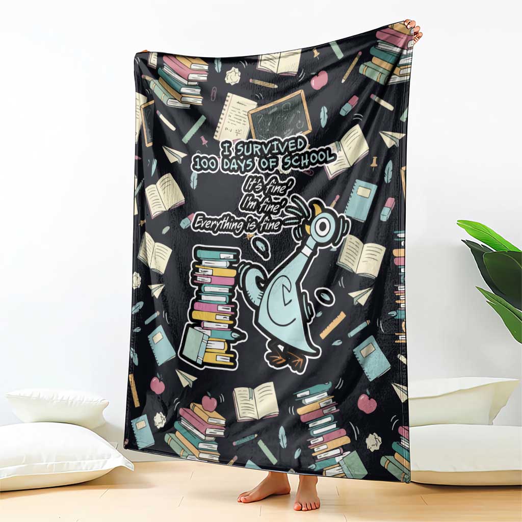 I Survived 100 Days of School Blanket Funny Pigeon 100th Day Teacher