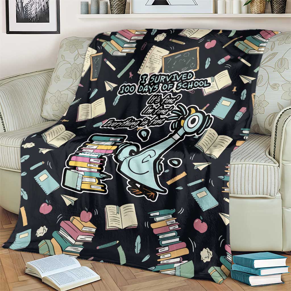 I Survived 100 Days of School Blanket Funny Pigeon 100th Day Teacher
