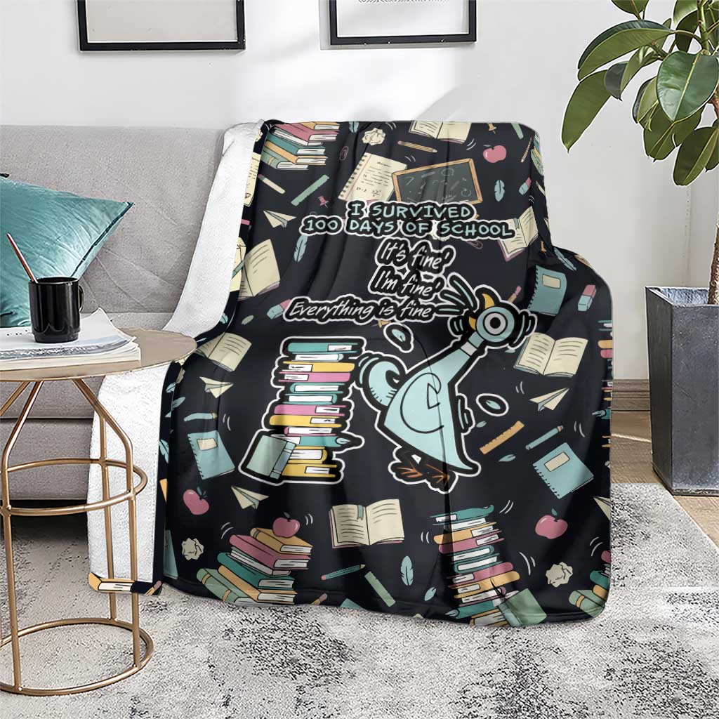 I Survived 100 Days of School Blanket Funny Pigeon 100th Day Teacher