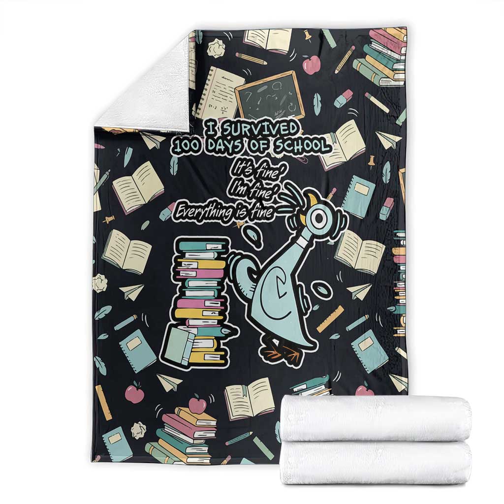 I Survived 100 Days of School Blanket Funny Pigeon 100th Day Teacher