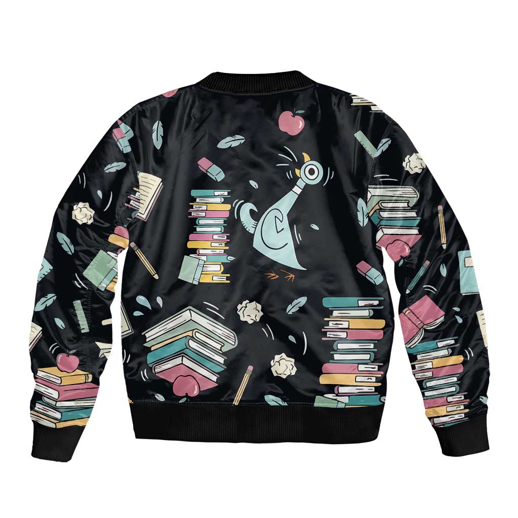 I Survived 100 Days of School Bomber Jacket Funny Pigeon 100th Day Teacher
