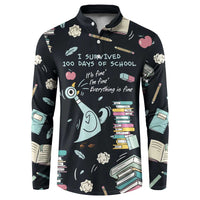 I Survived 100 Days of School Button Sweatshirt Funny Pigeon 100th Day Teacher