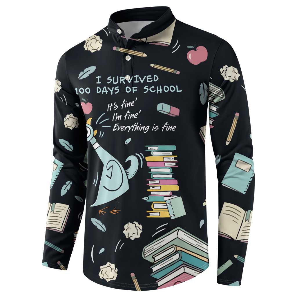 I Survived 100 Days of School Button Sweatshirt Funny Pigeon 100th Day Teacher