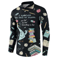 I Survived 100 Days of School Button Sweatshirt Funny Pigeon 100th Day Teacher