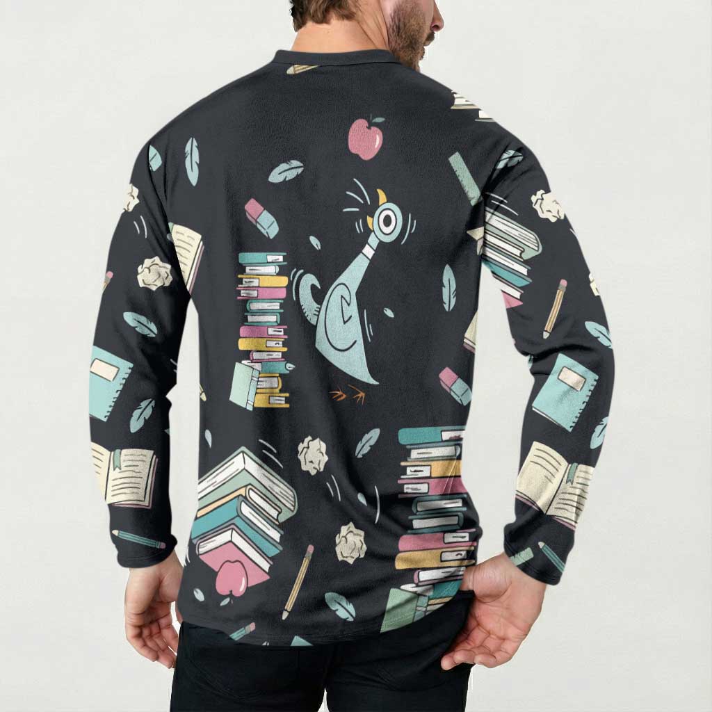 I Survived 100 Days of School Button Sweatshirt Funny Pigeon 100th Day Teacher