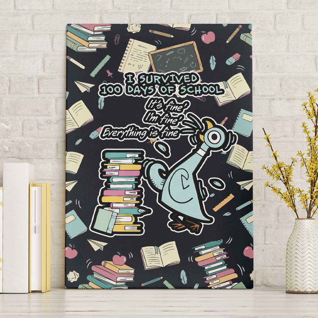 I Survived 100 Days of School Canvas Wall Art Funny Pigeon 100th Day Teacher