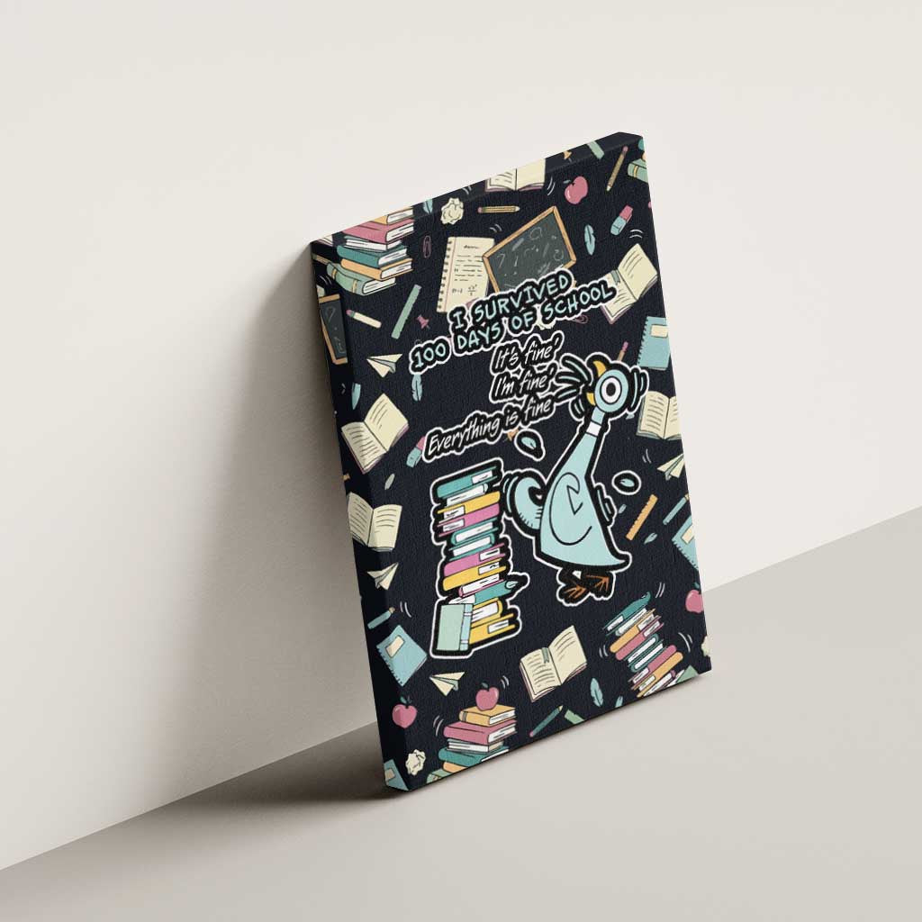 I Survived 100 Days of School Canvas Wall Art Funny Pigeon 100th Day Teacher