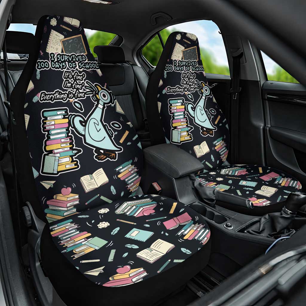 I Survived 100 Days of School Car Seat Cover Funny Pigeon 100th Day Teacher
