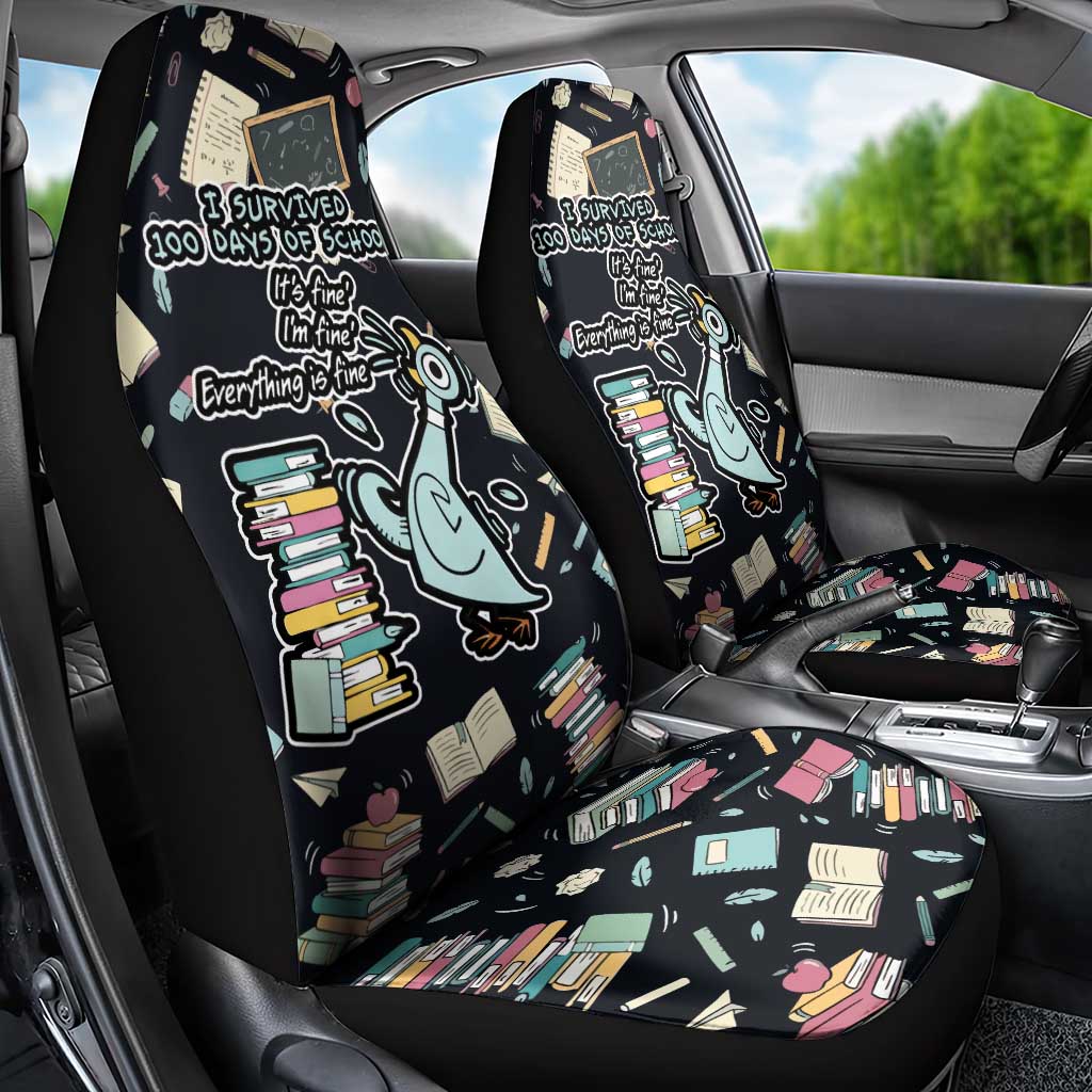 I Survived 100 Days of School Car Seat Cover Funny Pigeon 100th Day Teacher