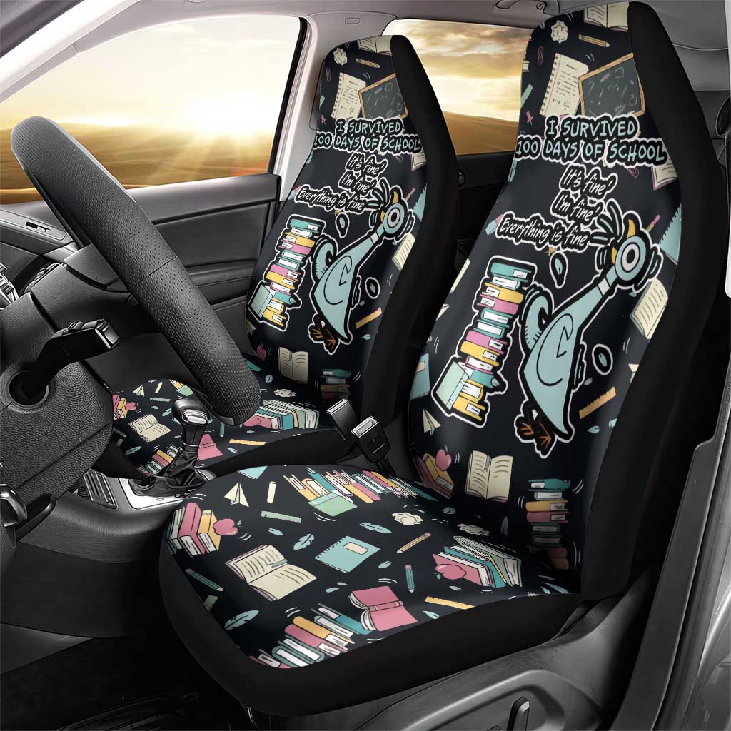 I Survived 100 Days of School Car Seat Cover Funny Pigeon 100th Day Teacher