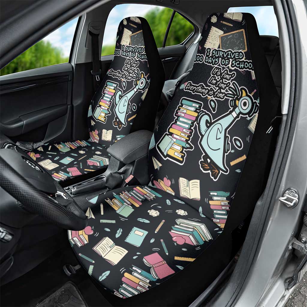 I Survived 100 Days of School Car Seat Cover Funny Pigeon 100th Day Teacher