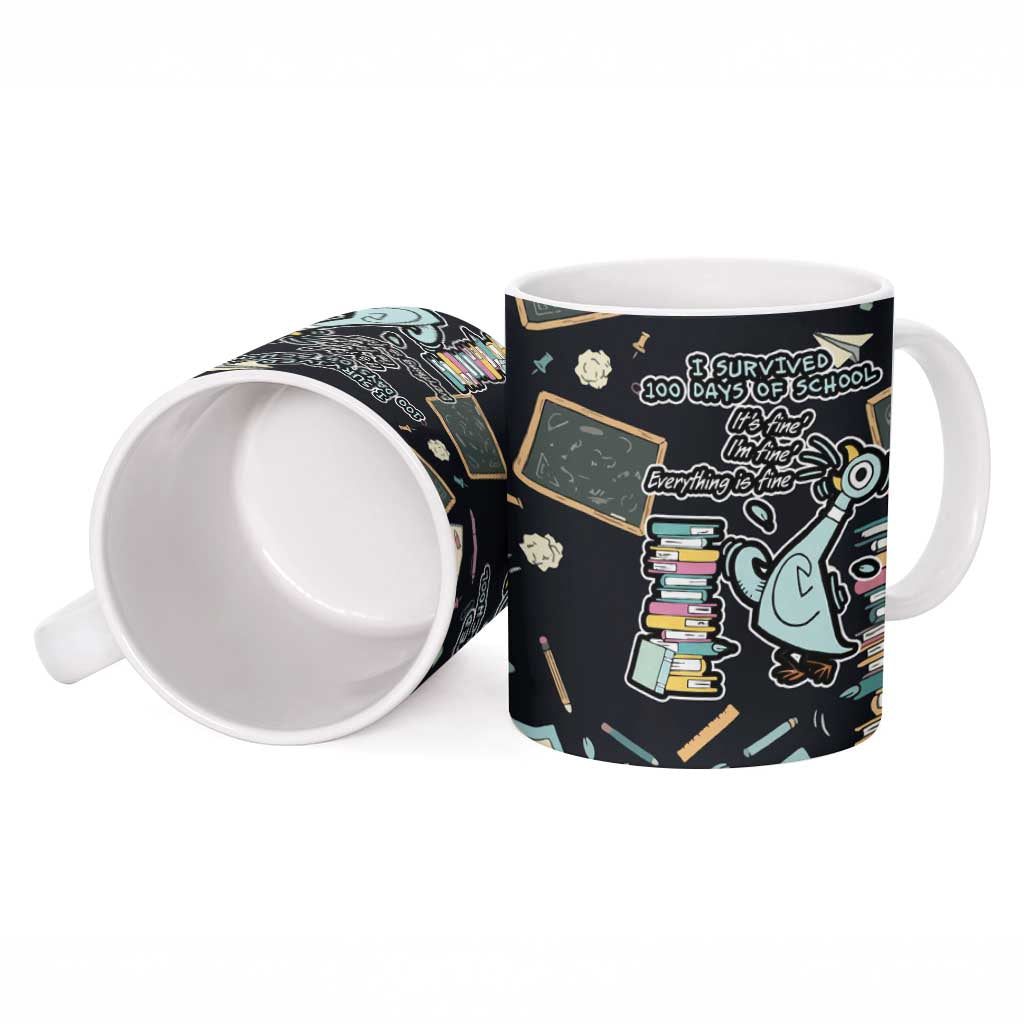 I Survived 100 Days of School Ceramic Mug Funny Pigeon 100th Day Teacher