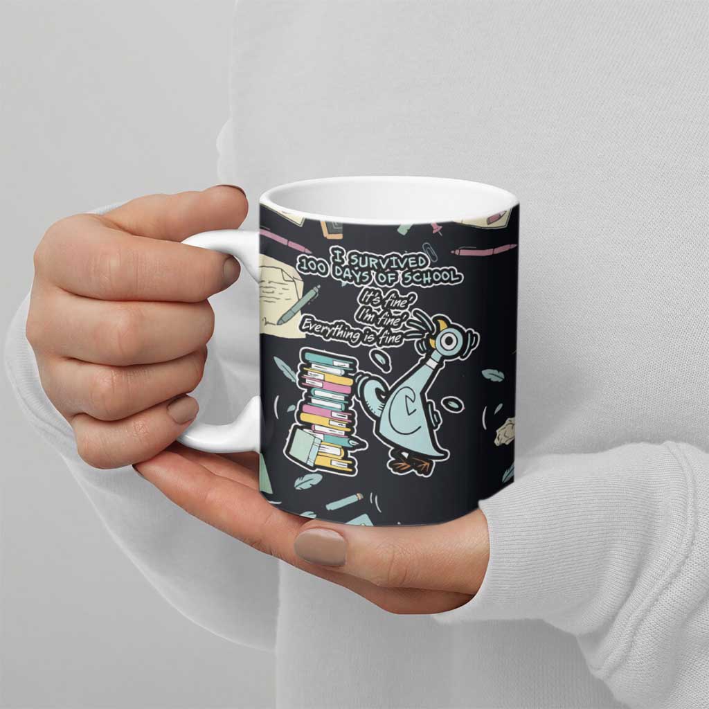 I Survived 100 Days of School Ceramic Mug Funny Pigeon 100th Day Teacher