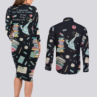 I Survived 100 Days of School Couples Matching Long Sleeve Bodycon Dress and Long Sleeve Button Shirt Funny Pigeon 100th Day Teacher