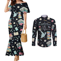 I Survived 100 Days of School Couples Matching Mermaid Dress and Long Sleeve Button Shirt Funny Pigeon 100th Day Teacher