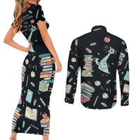 I Survived 100 Days of School Couples Matching Short Sleeve Bodycon Dress and Long Sleeve Button Shirt Funny Pigeon 100th Day Teacher