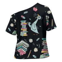 I Survived 100 Days of School Cross Shoulder Shirt Funny Pigeon 100th Day Teacher