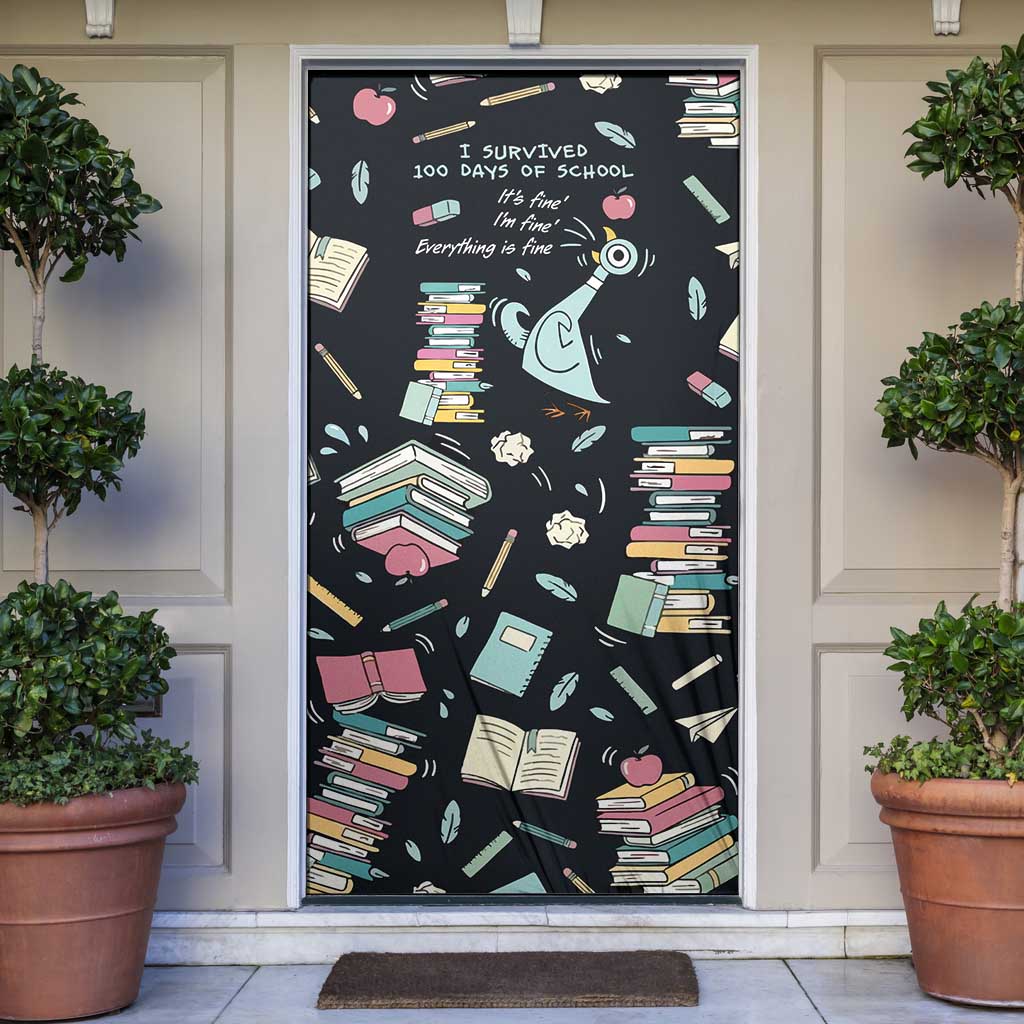 I Survived 100 Days of School Door Cover Funny Pigeon 100th Day Teacher