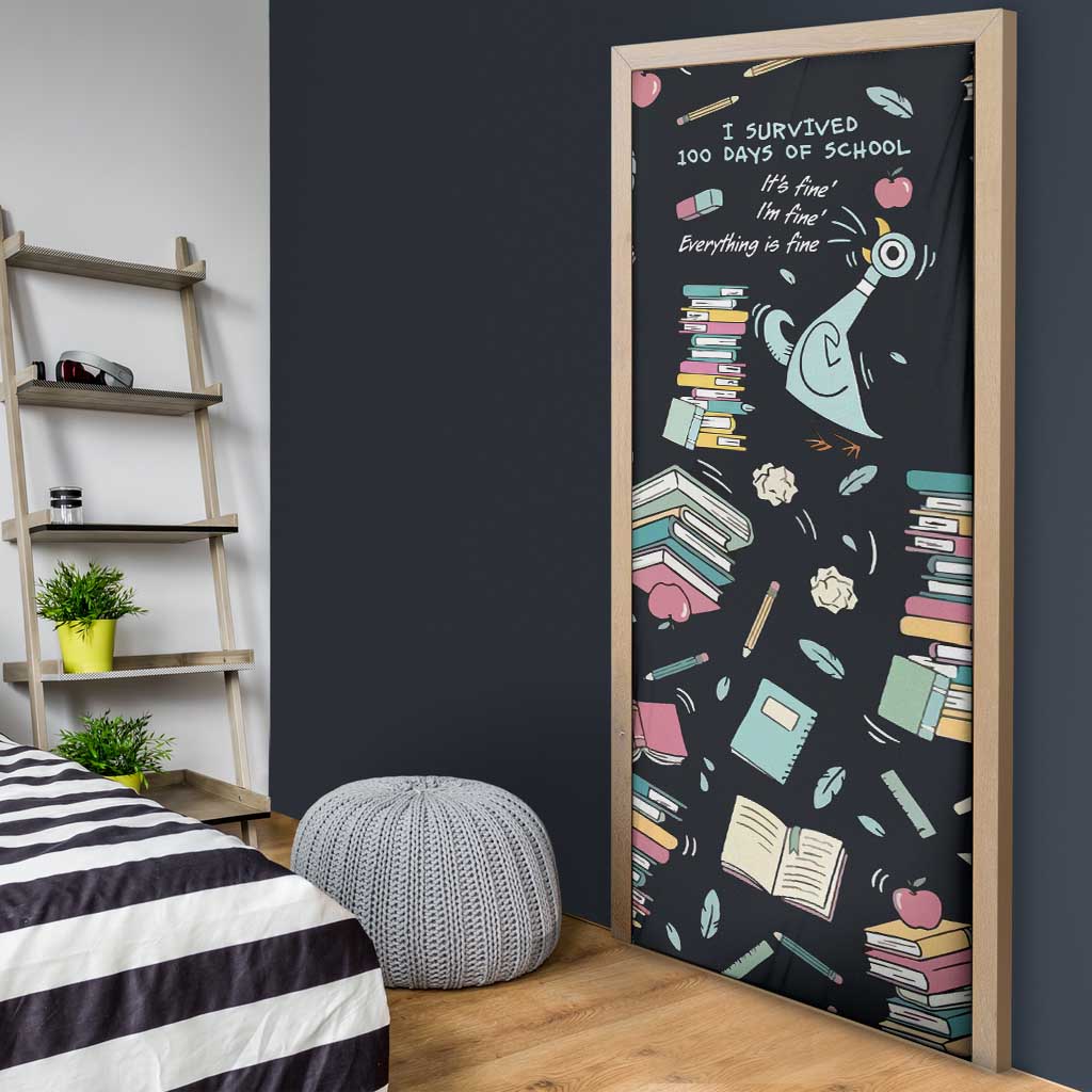 I Survived 100 Days of School Door Cover Funny Pigeon 100th Day Teacher