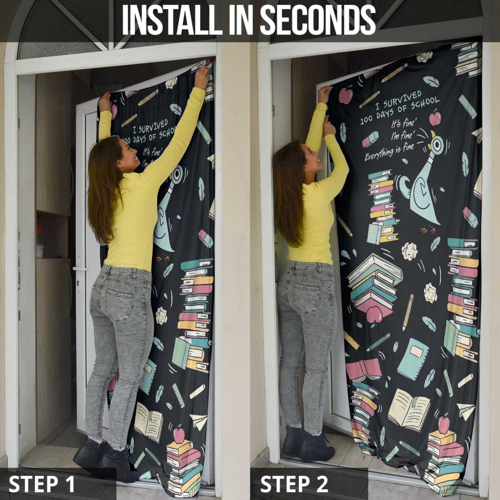 I Survived 100 Days of School Door Cover Funny Pigeon 100th Day Teacher