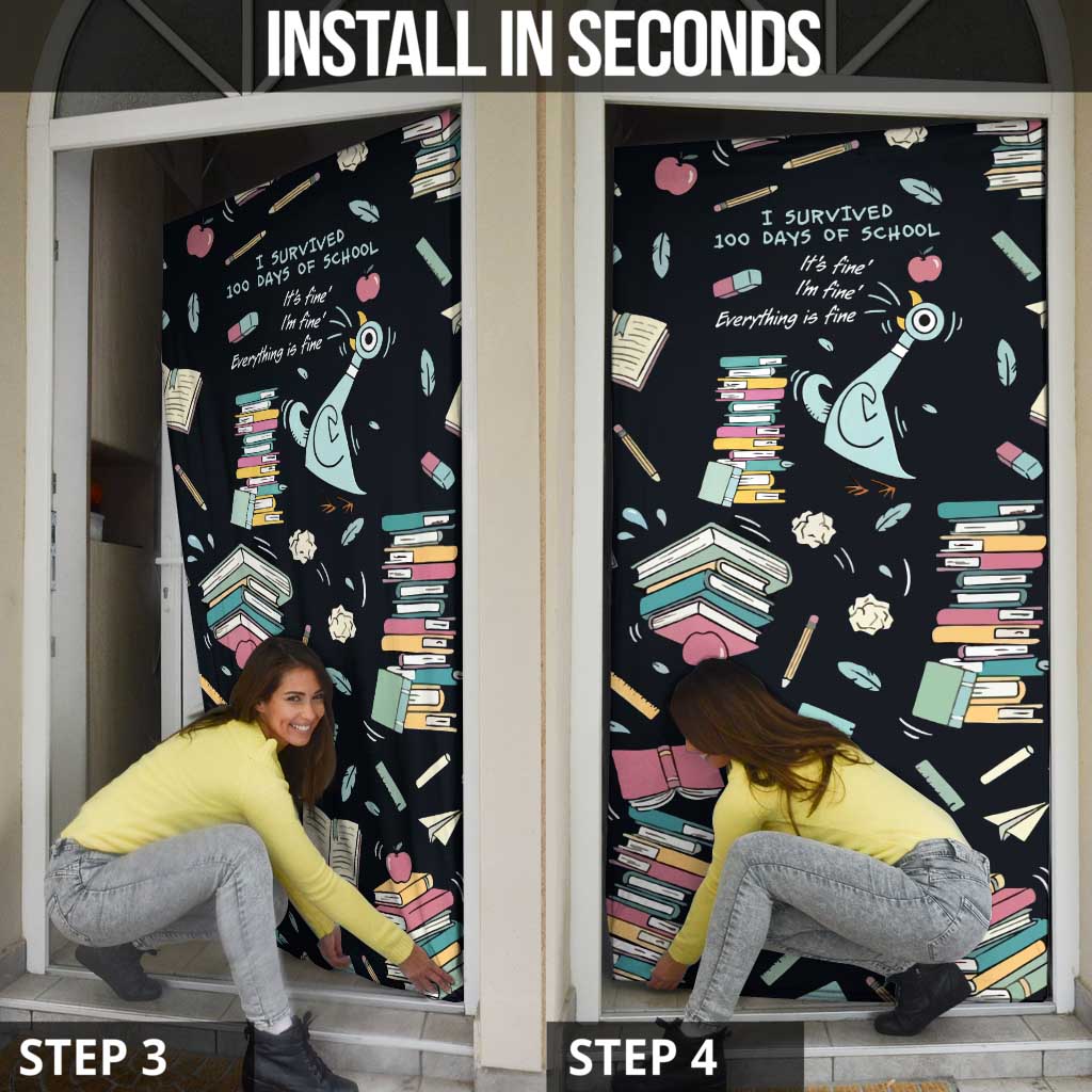 I Survived 100 Days of School Door Cover Funny Pigeon 100th Day Teacher