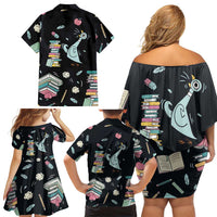 I Survived 100 Days of School Family Matching Off Shoulder Short Dress and Hawaiian Shirt Funny Pigeon 100th Day Teacher
