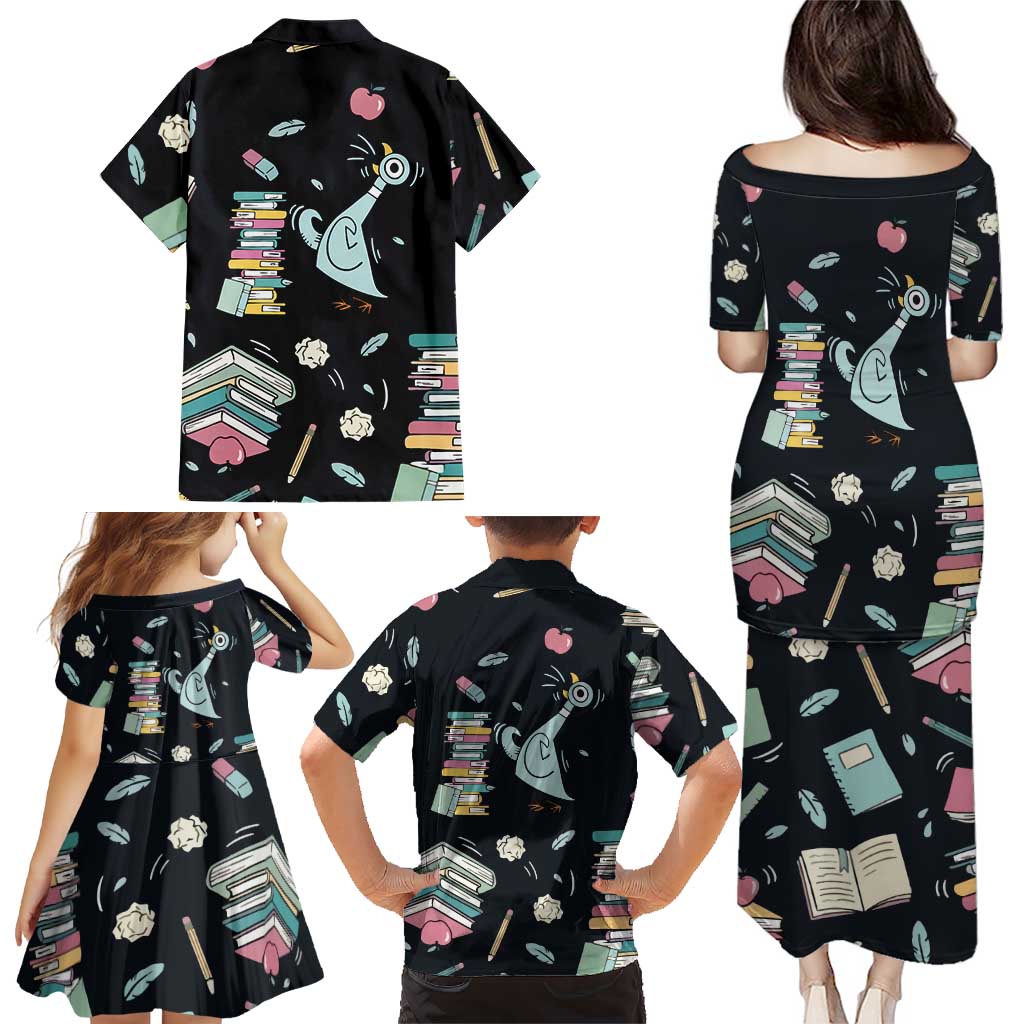 I Survived 100 Days of School Family Matching Puletasi and Hawaiian Shirt Funny Pigeon 100th Day Teacher