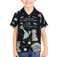 I Survived 100 Days of School Family Matching Summer Maxi Dress and Hawaiian Shirt Funny Pigeon 100th Day Teacher