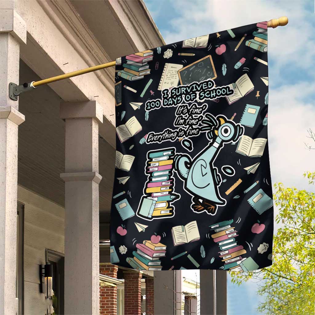 I Survived 100 Days of School Garden Flag Funny Pigeon 100th Day Teacher