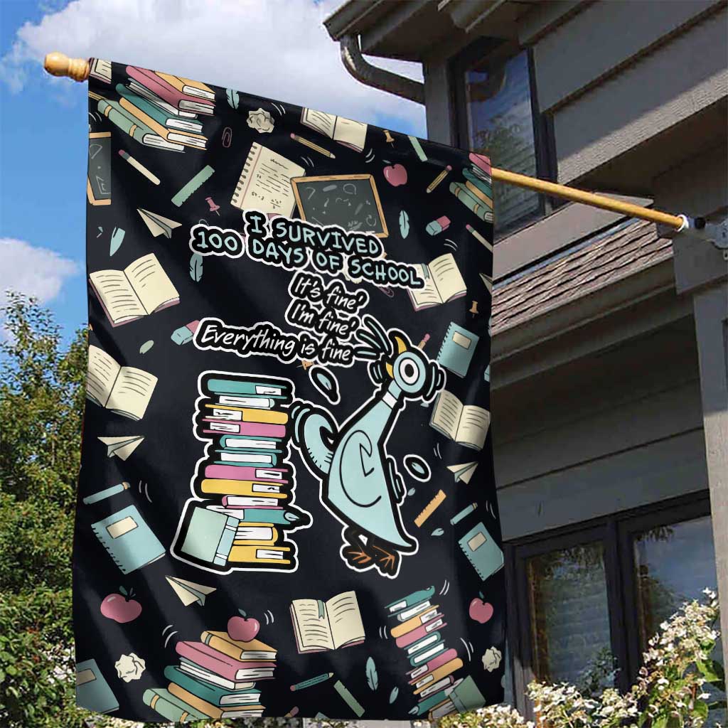 I Survived 100 Days of School Garden Flag Funny Pigeon 100th Day Teacher