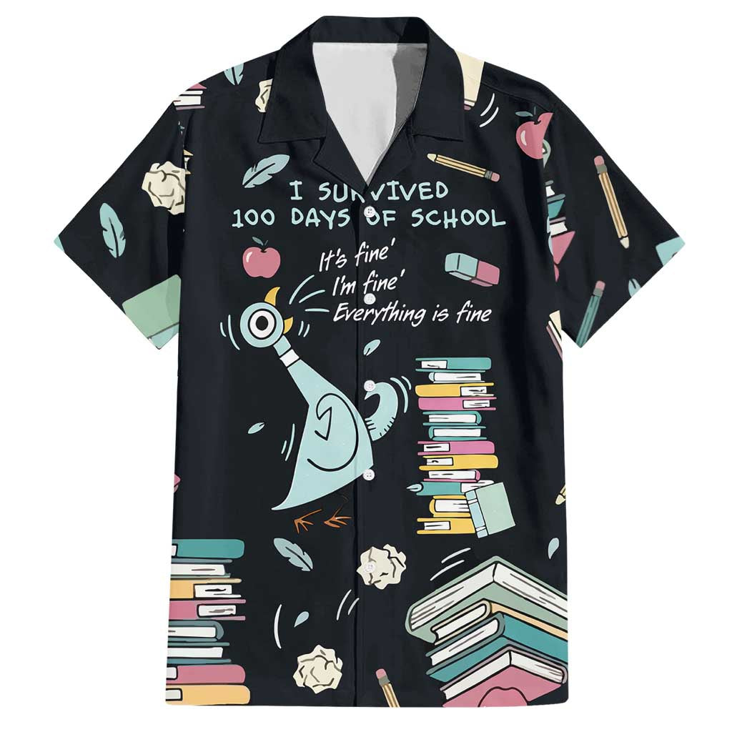 I Survived 100 Days of School Hawaiian Shirt Funny Pigeon 100th Day Teacher