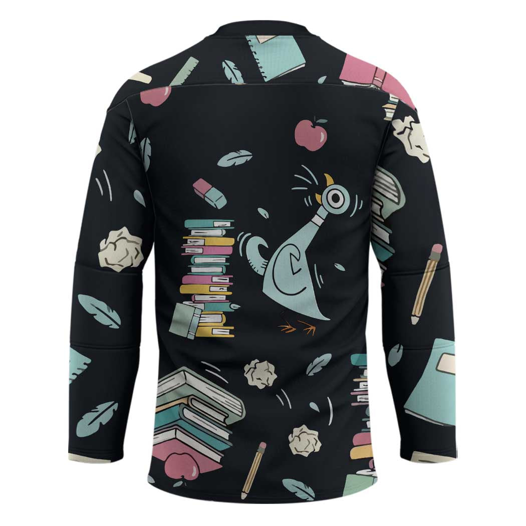 I Survived 100 Days of School Hockey Jersey Funny Pigeon 100th Day Teacher