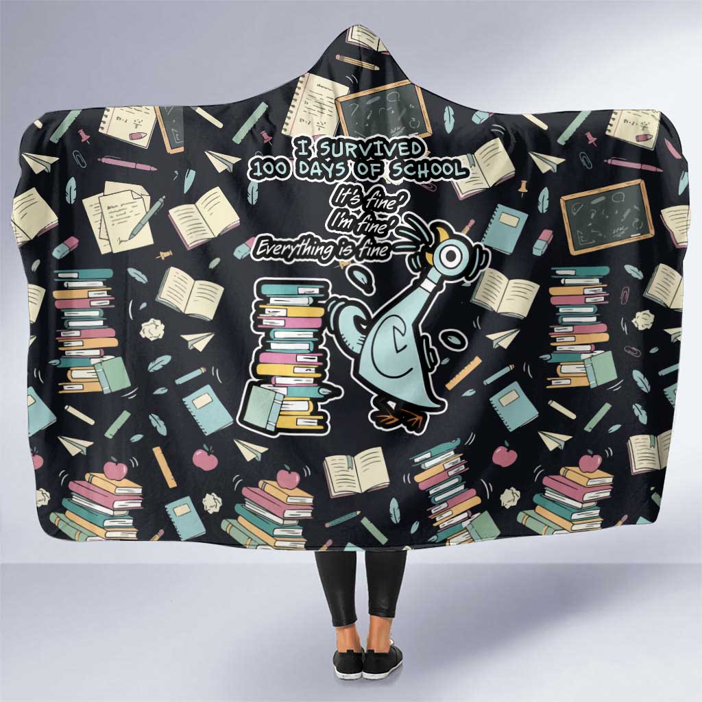 I Survived 100 Days of School Hooded Blanket Funny Pigeon 100th Day Teacher
