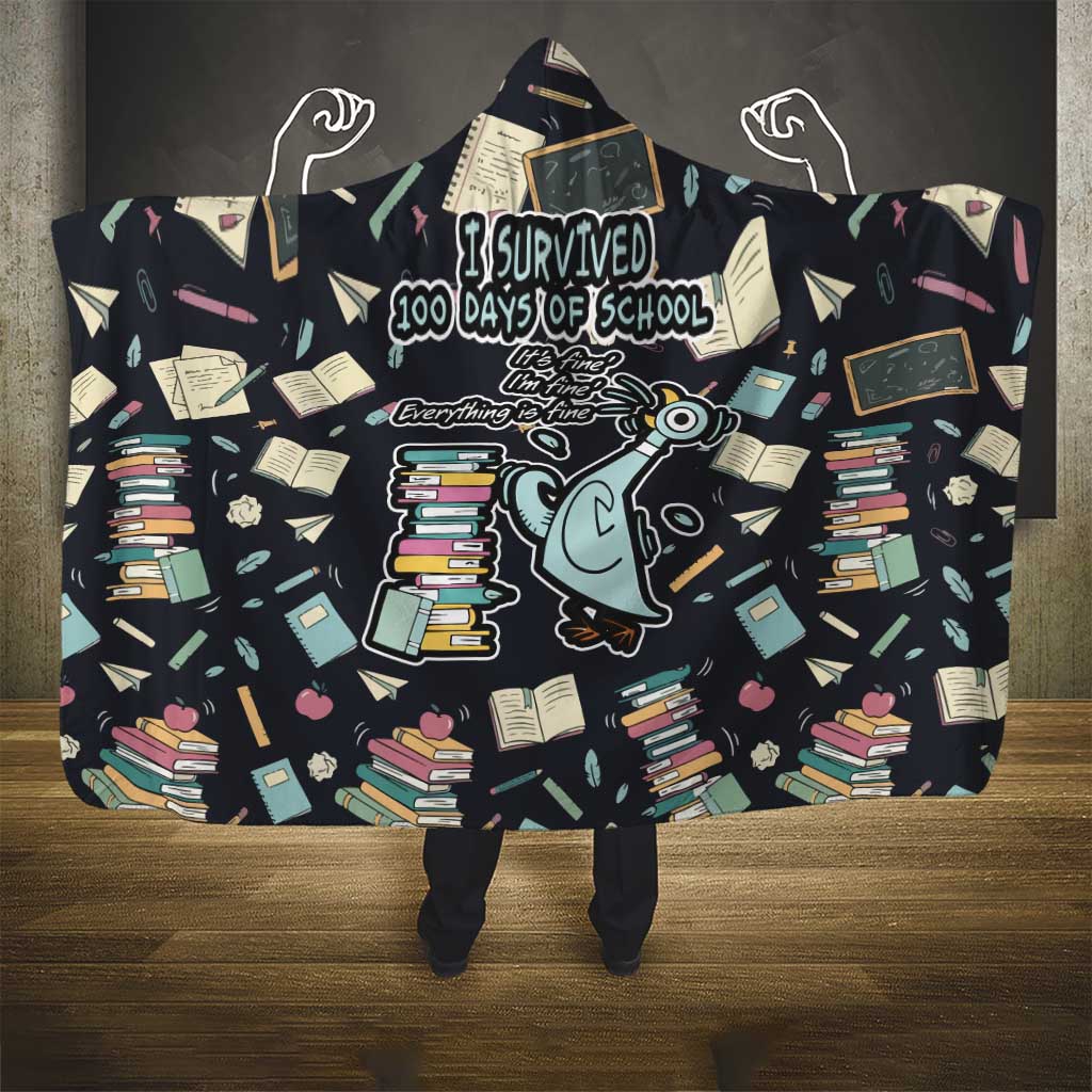 I Survived 100 Days of School Hooded Blanket Funny Pigeon 100th Day Teacher