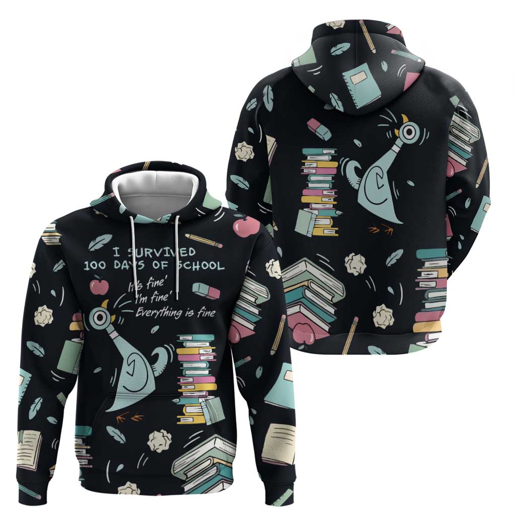 I Survived 100 Days of School Hoodie Funny Pigeon 100th Day Teacher