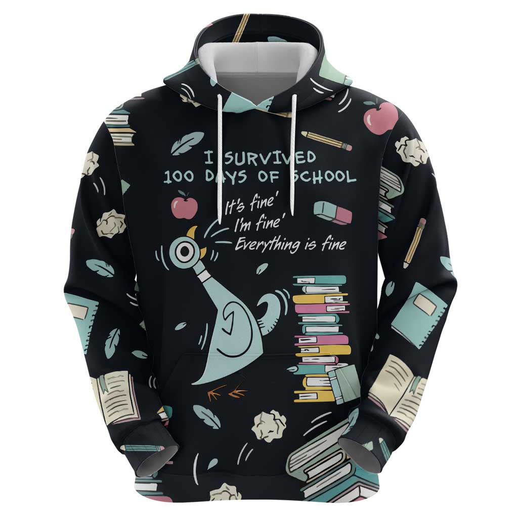 I Survived 100 Days of School Hoodie Funny Pigeon 100th Day Teacher