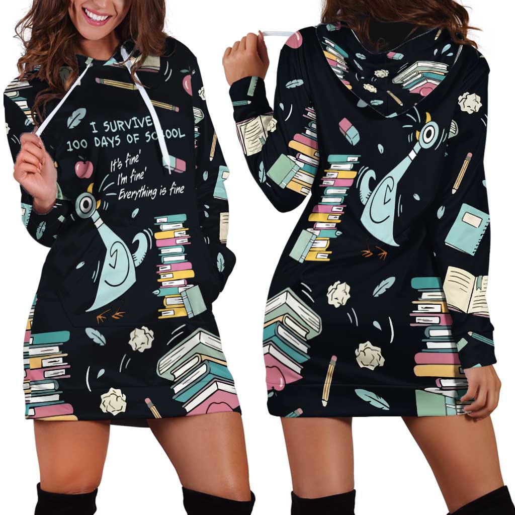 I Survived 100 Days of School Hoodie Dress Funny Pigeon 100th Day Teacher