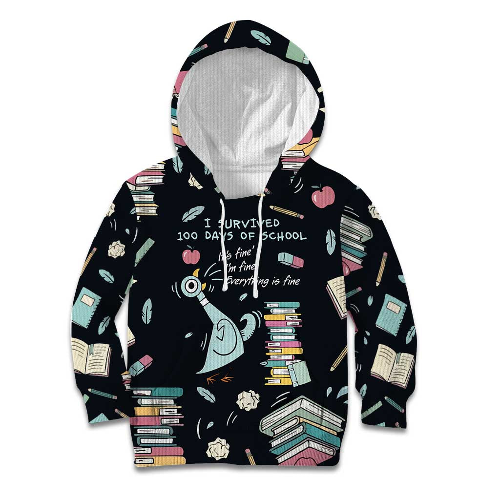 I Survived 100 Days of School Kid Hoodie Funny Pigeon 100th Day Teacher